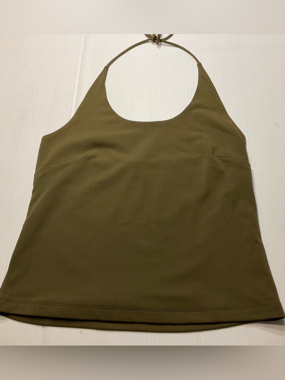 Ann Taylor Olive Green Halter Top Women Sz M Rayon Nice! Y2K